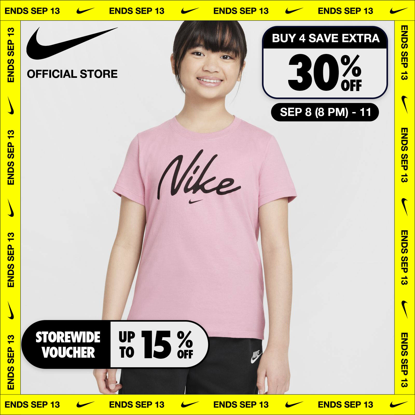 Nike Girl's Logo Xdye Tee - Pink Rise ไนกี้ เสื้อยืดเด็กหญิง Logo Xdye - สีพิ้งค์โรส ราคา 525 บาท*ส่งฟรี