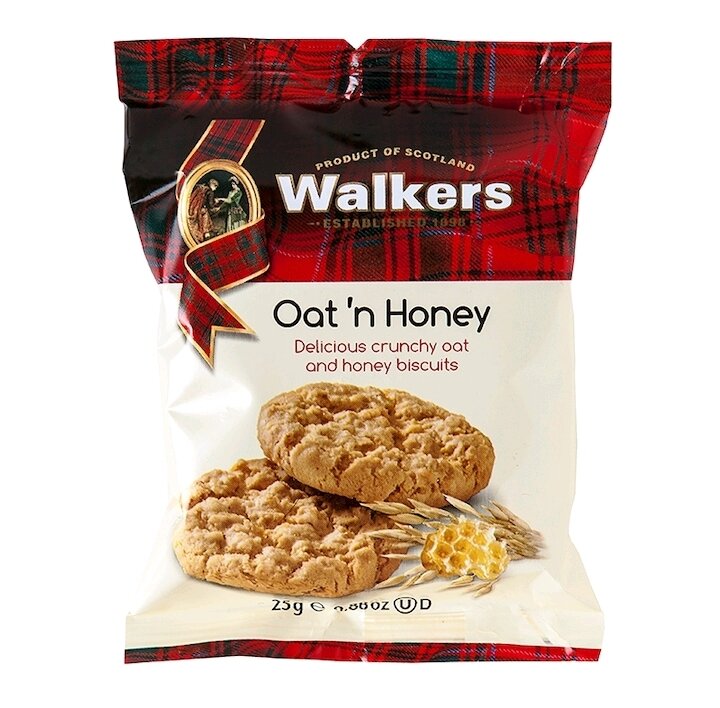 วอคเกอร์ คุกกี้ข้าวโอ๊ตผสมน้ำผึ้ง Walkers Oat & Honey Biscuit 25g