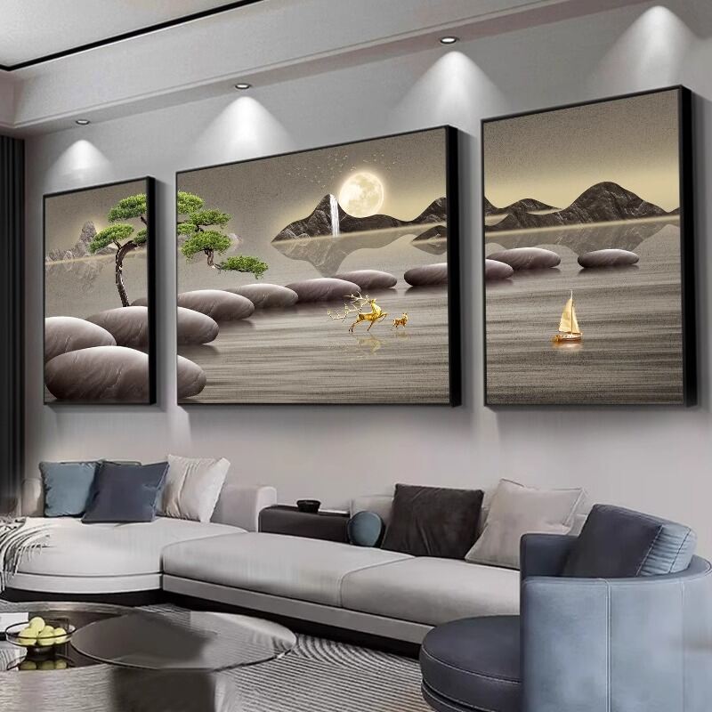 XIANGTUYIN | Modern Luxury Living Room Wall Art Set of 3 Landscape Paintings ราคา 2,910 บาท*ส่งฟรี
