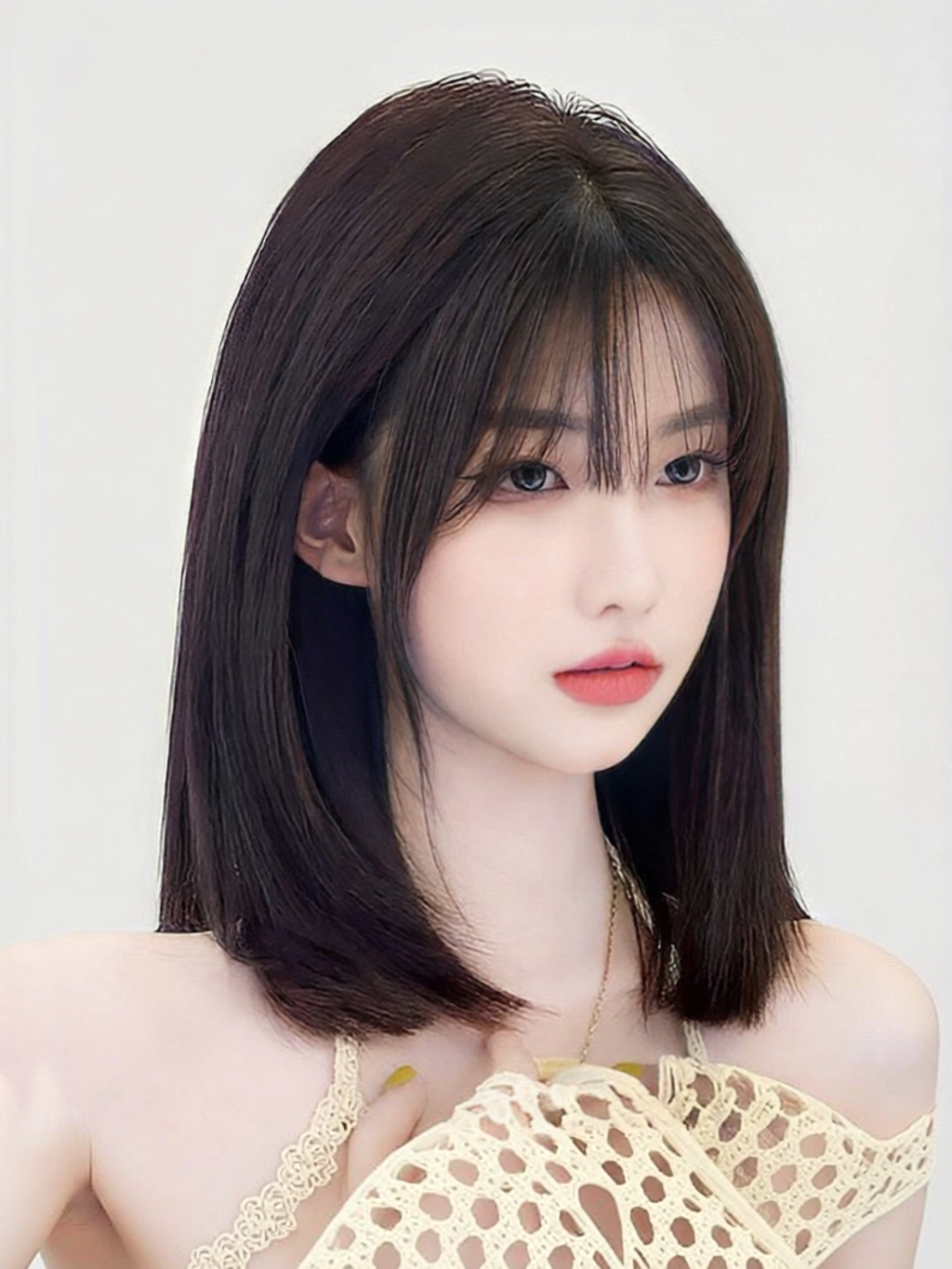 MENGSIQIAN | Medium Length Human Hair Wig 2022 New Hand Tied Dual Needle ราคา 15,704 บาท*ส่งฟรี