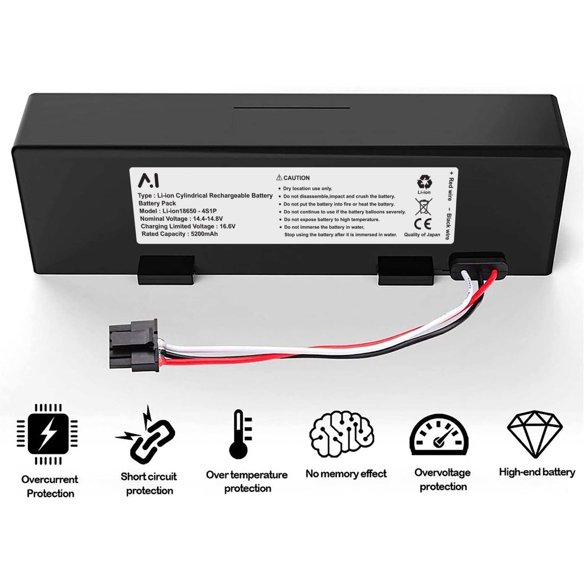 Battery 2024 แบตเตอรี่หุ่นยนต์ดูดฝุ่น Li-ion 5200mAh 14.8V For Xiaomi