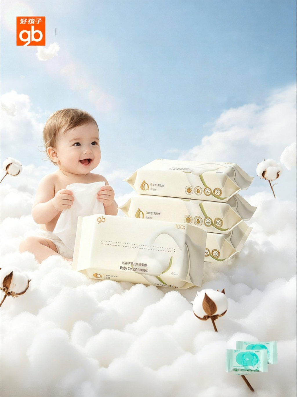 GB | Pure Cotton Extra Soft Large Thick Baby Face Wipes ราคา 1,347 บาท*ส่งฟรี