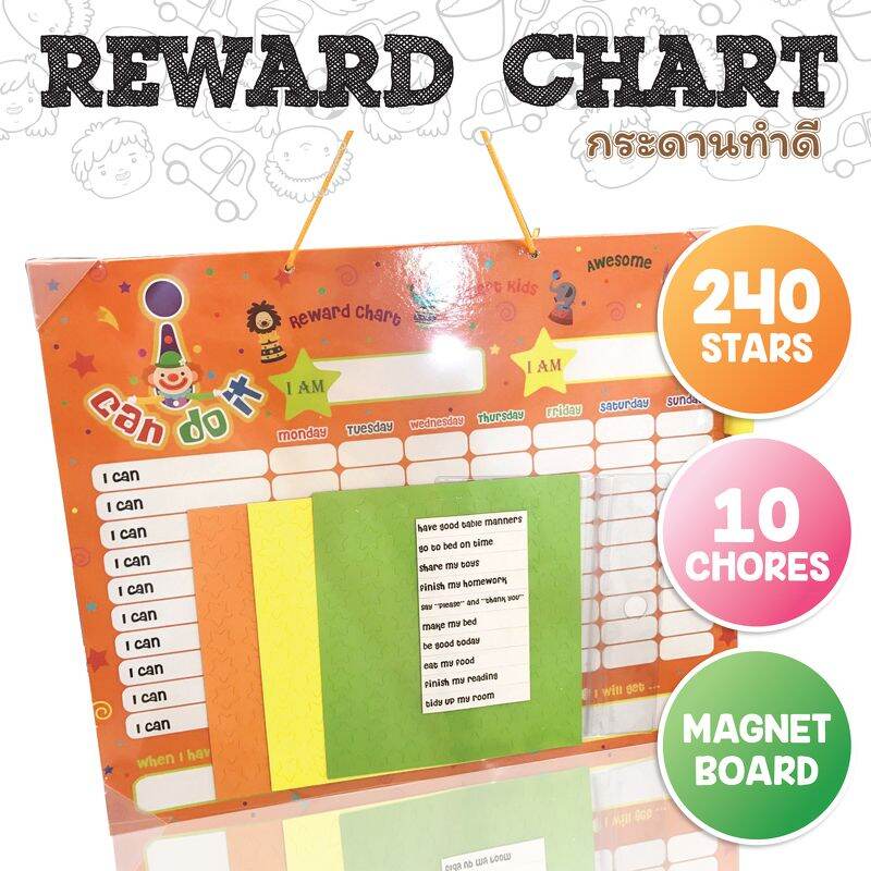 Reward chart หรือกระดานให้ดาว สำหรับเด็กดี
เป็นตัวช่วยที่ดี ในช่วงปิดเทอม ที่เด็กๆต้องอยู่บ้านนานๆมากค่ะ

ช่วยให้เด็กๆมีวินัย ช่วยให้เด็กๆมีความรับผิดชอบ
ช่วยลดภาระคุณแม่ที่งานยังต้องทำ ลูกก็ต้องเลี้ยง
แค่กำหนดกิจกรรม แล้วแจกดาวให้หนูๆ เมื่อทำภารกิจได้
สะ