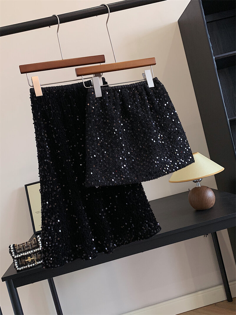เสื้อผ้าเด็กกระโปรงติดเลื่อมสไตล์ฝรั่งเศสย้อนยุค Bling สำหรับเด็กหญิงวัย5-12ขวบฤดูใบไม้ผลิ2024กระโปรงสั้นทรง A กระโปรงยาว ราคา  492 บาท*ส่งฟรี
