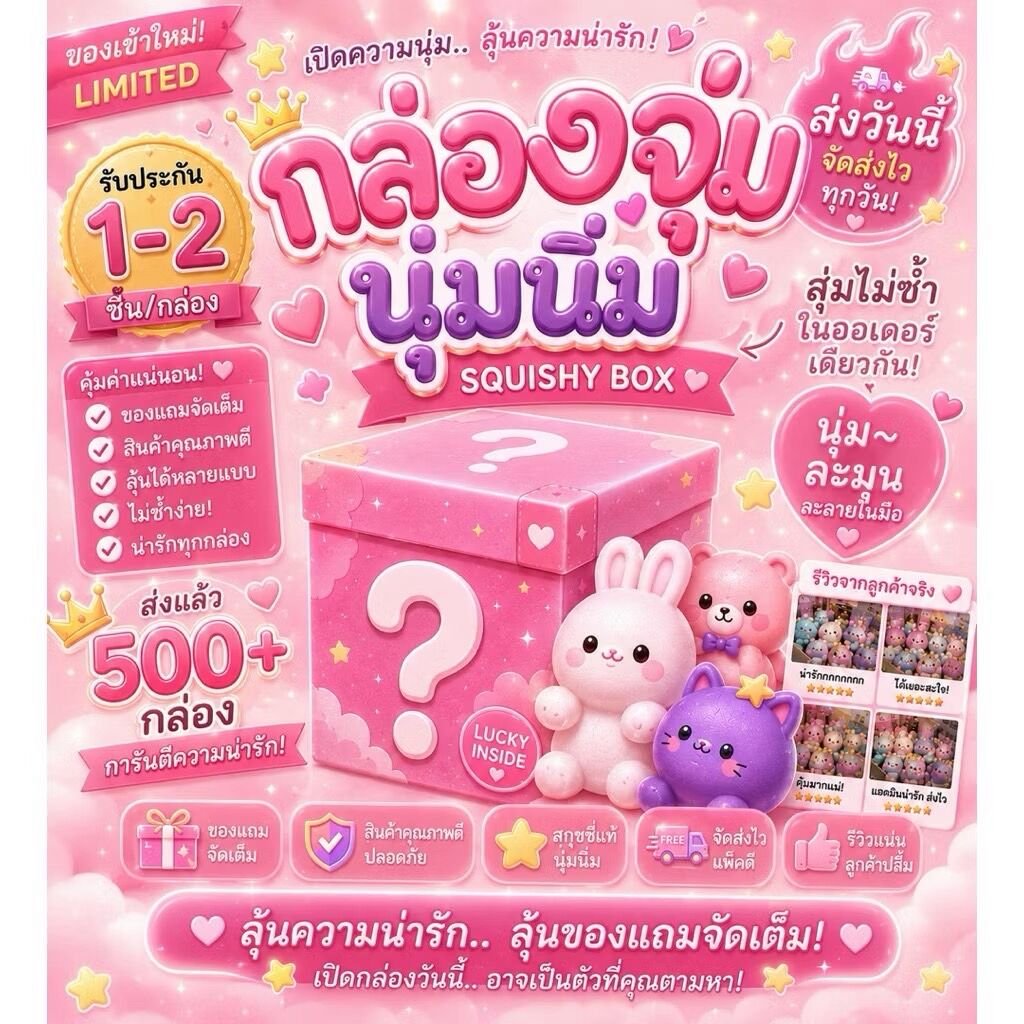 Squishy Toys Surprise Box with 1 Piece of Squeezable Toy, Gift for Children, Soft, Fragrant, Ready to Ship from Thailand, Stress-Relieving Squeeze Toy ราคา 87 บาท*ส่งฟรี