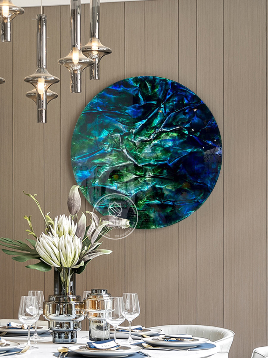 YUSAN | Luxury Round 3D Crystal Ceramic Wall Art for Living Room, Foyer, and Villa Decor ราคา 21,294 บาท*ส่งฟรี