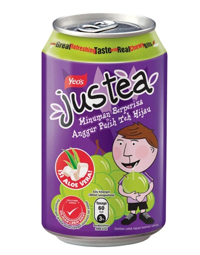 Yeo's Justea White Grape Green Tea เครื่องดื่มยีโอ้ น้ำชาเขียวกลิ่น