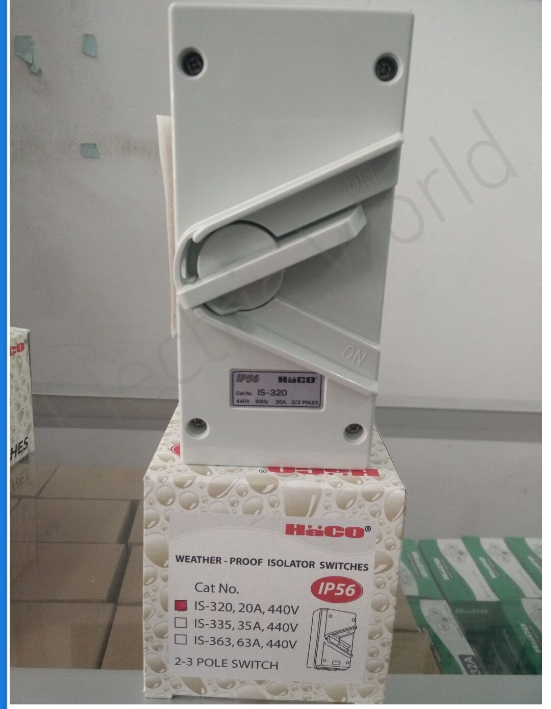 Haco เซฟตี้้สลับกันน้ำ IS320 Isolator Switch Weather Proof IEC 20A