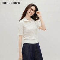 HOPESHOW | เสื้อไหมพรมคอปกโปโลสไตล์เรโทรสำหรับฤดูใบไม้ร่วงใหม่