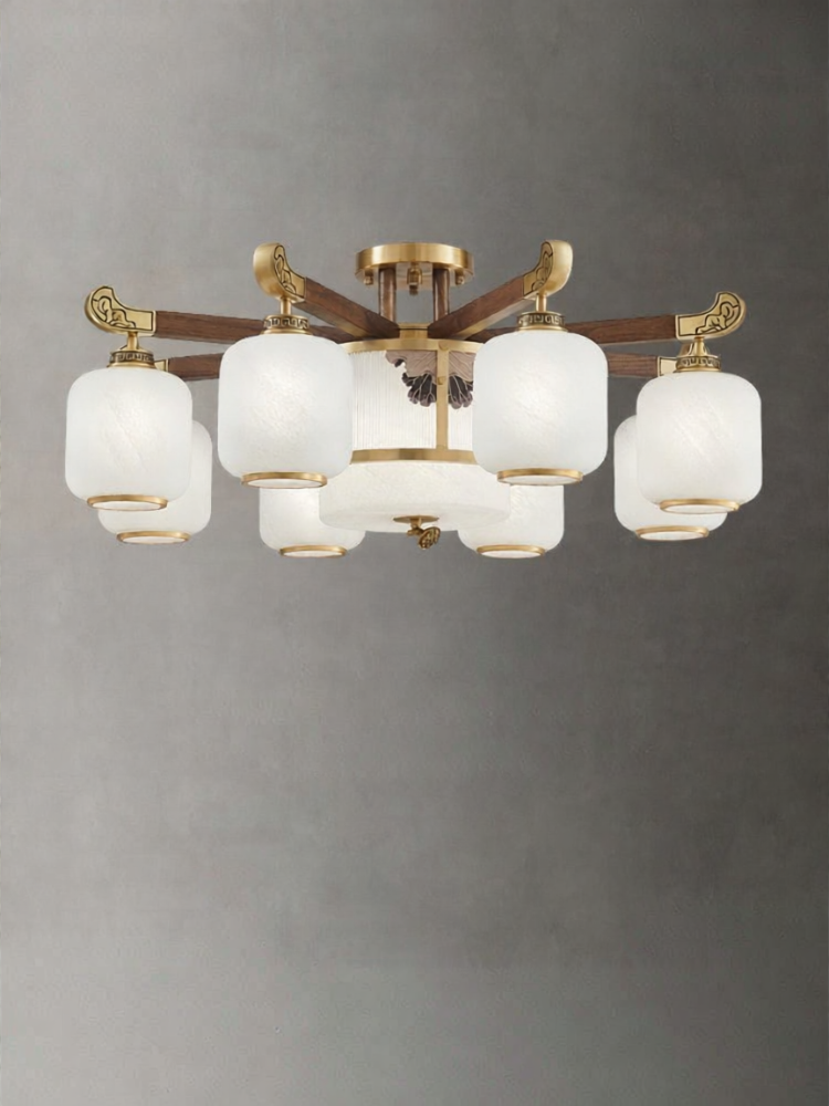 TONGXINMUYUN | Chinese New Style Luxury Minimalist Copper and Solid Wood Living Room and Dining Light ราคา 26,083 บาท*ส่งฟรี