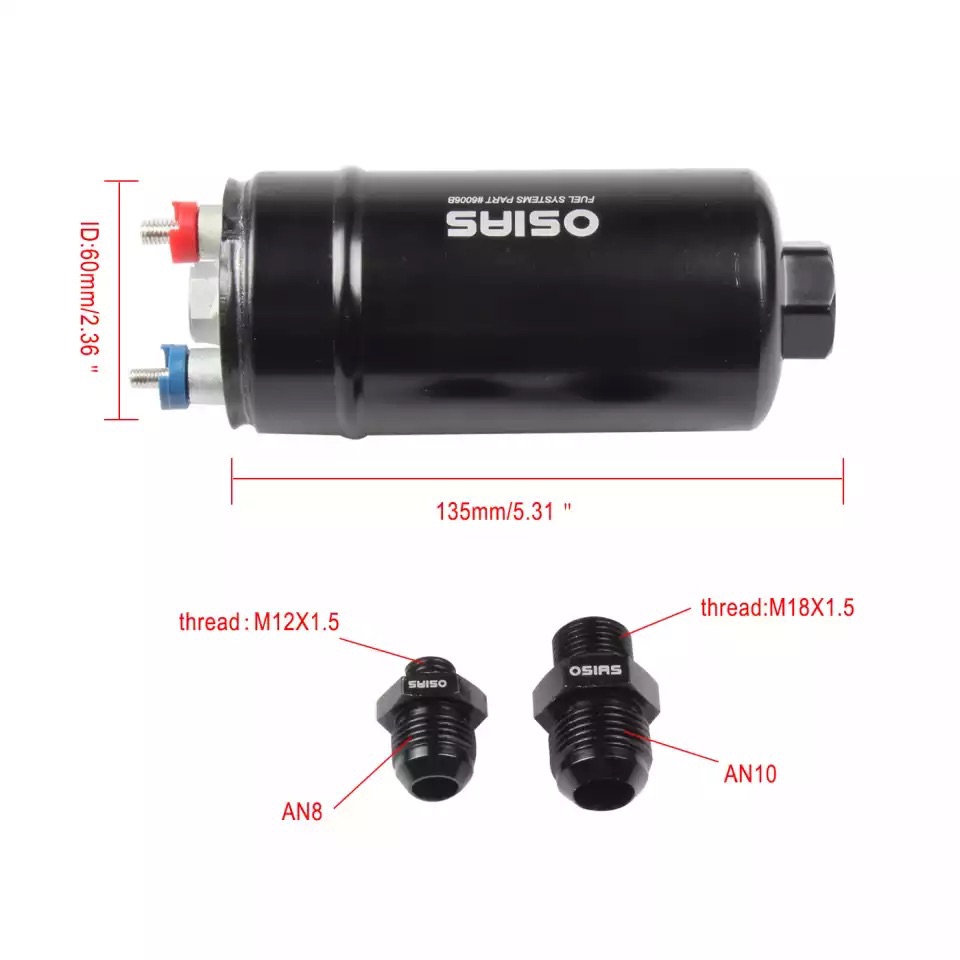 OSIAS 380LPH Inline External E85 Compatible Fuel Pump 10AN  Inlet w/Check Vavle 8AN Outlet 0580254044 … : Automotive