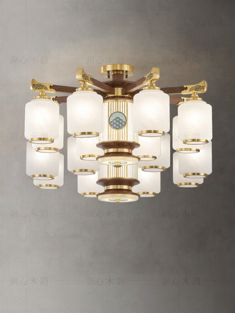 TONGXINMUYUN | Chinese New Style Solid Walnut Ceiling Light ราคา 66,846 บาท*ส่งฟรี