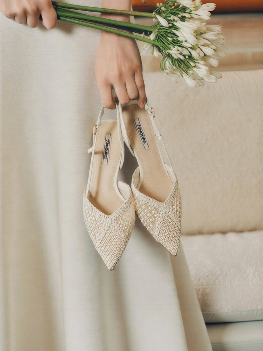 73 Hours | Romantic Fairy Net High Heels Sandals ราคา 8,018 บาท*ส่งฟรี