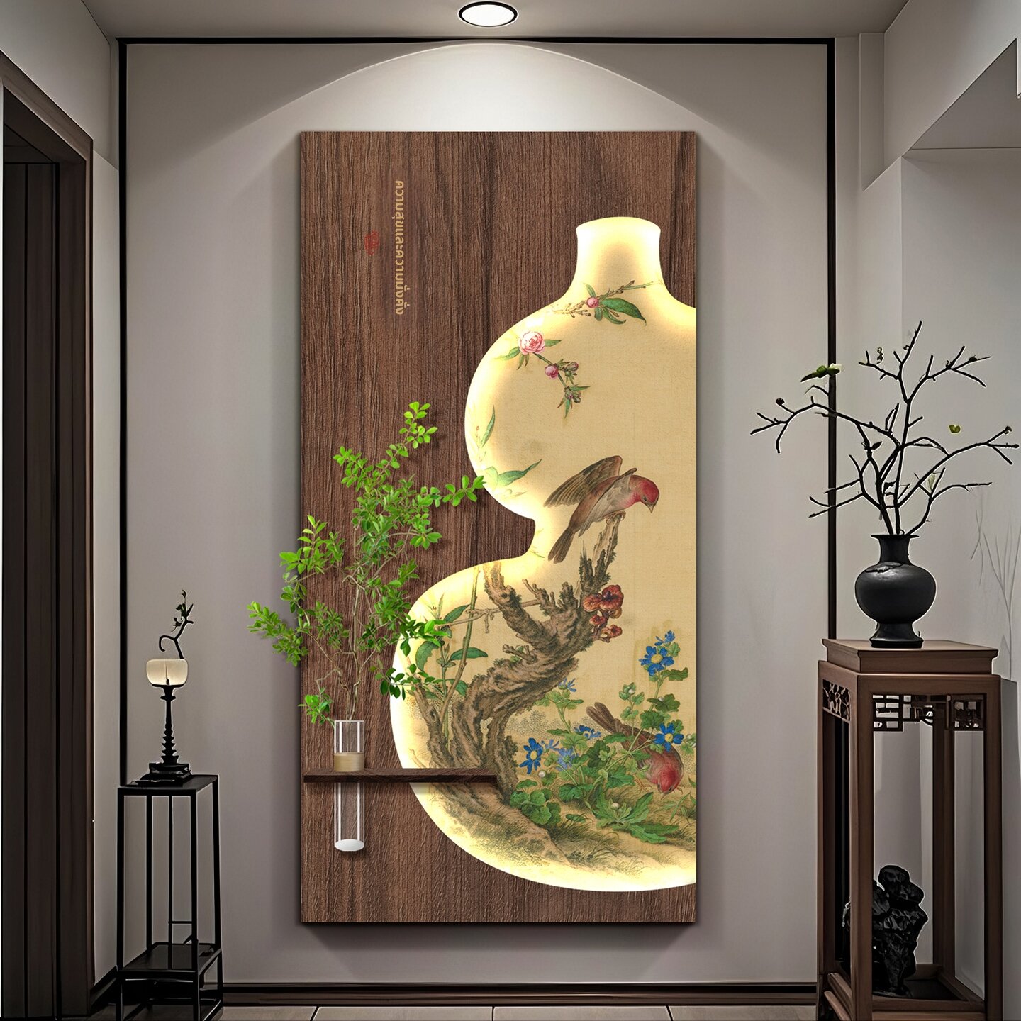 XIANGTUYIN | New Chinese Style Entrance Decorative Wall Art with LED Lighting ราคา 4,907 บาท*ส่งฟรี