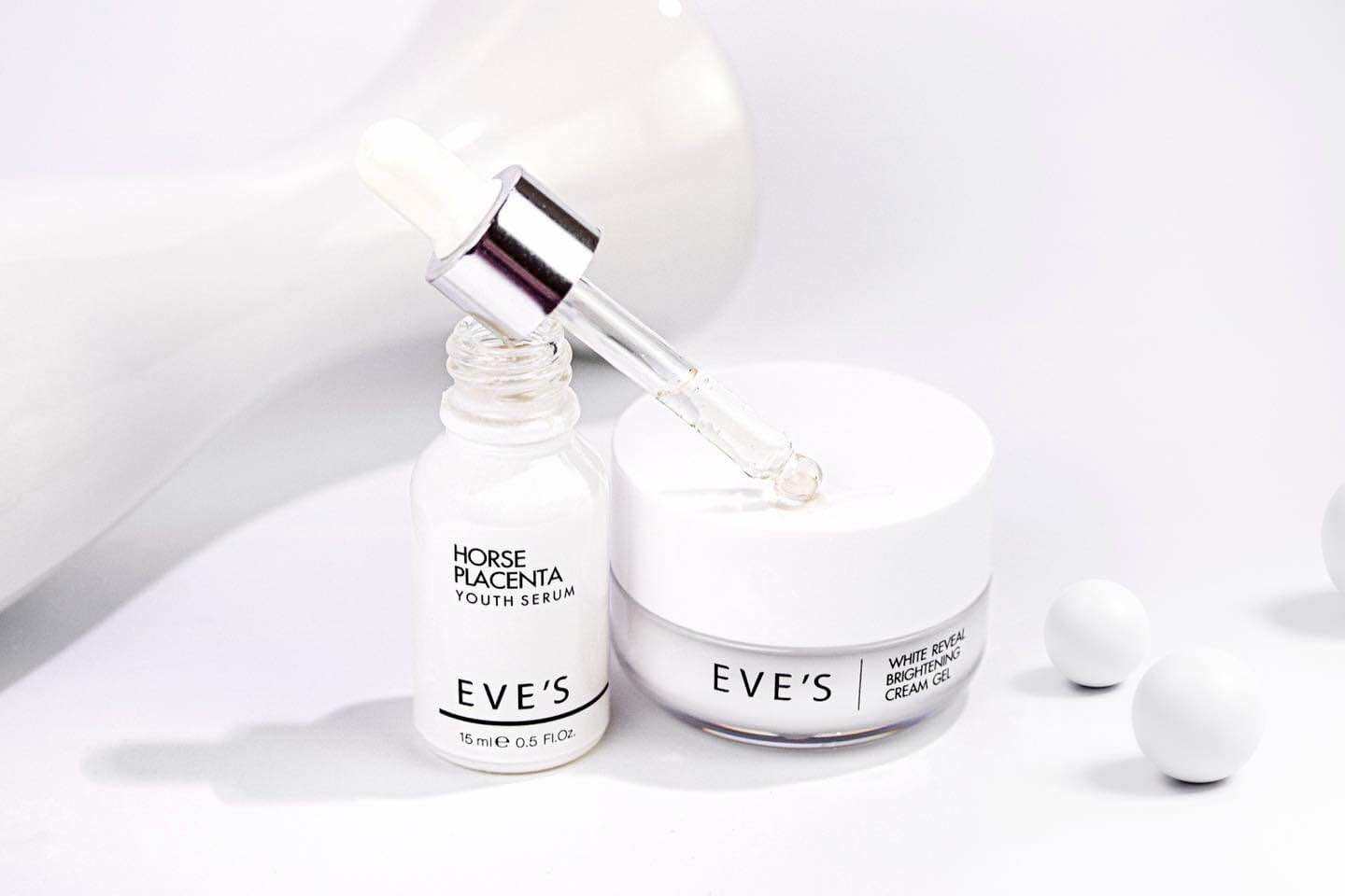 [[ของแท้ 100%]] EVE'S เซตคู่ หน้าใส อีฟส์ บำรุงผิวหน้าใส เซรั่มรกม้า ครีมเจล ผิวกระจ่างใส รอยสิว ฝ้า กระ จุดด่างดำ คนท้องใช้ได้ ราคา 999 บาท*ส่งฟรี