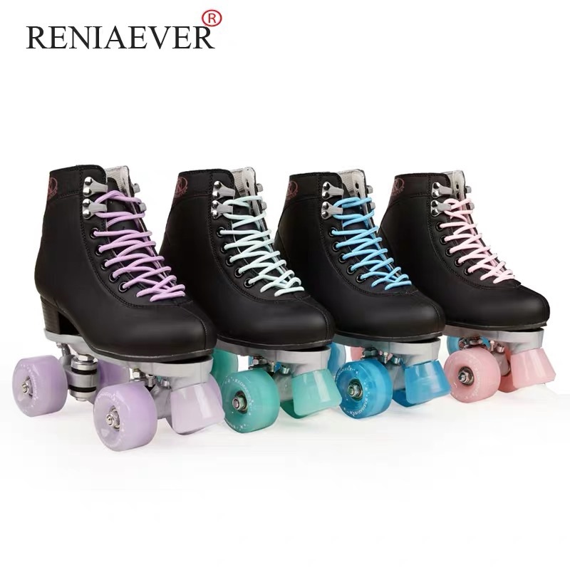 [pre-order 7-20 days] Reniaever roller skate รองเท้าโรลเลอร์สเก็ต สีดำ ล้อหลากสี