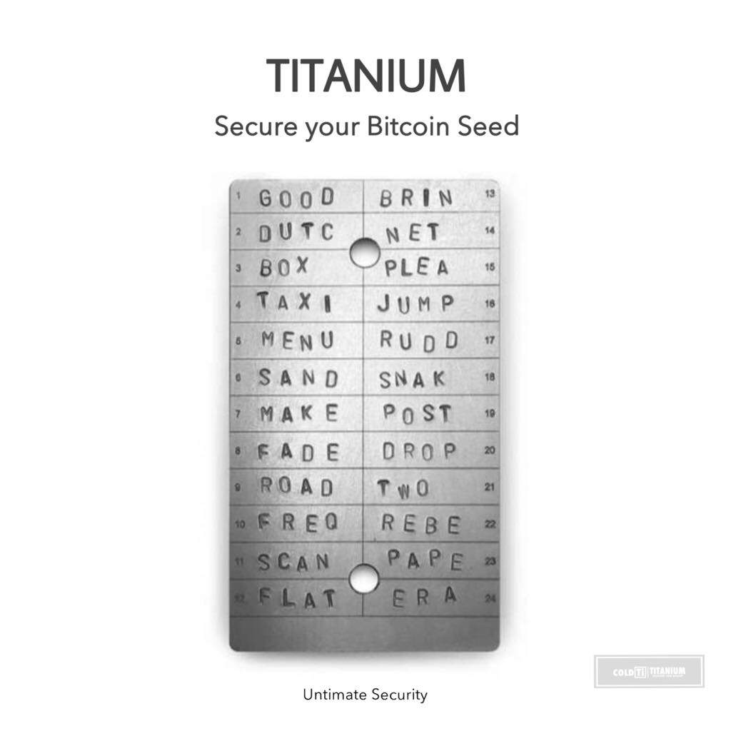 Titanium ColdTi แผ่นไทเทเนียม เก็บ Bitcoin Seed Phrase for TREZOR Ledger Hardware Wallet  Cryptosteel Cryptosafe Crypto Steel Cryptotag Zeus , เก็บ Seed , จด Seed , cold wallet bitcoin wallet crypto wallet , TREZOR ONE , LEDGER Nano , SafePal , Metamask - ยี่ห้อ Bitcoin ราคา 1,390 บาท*ส่งฟรี