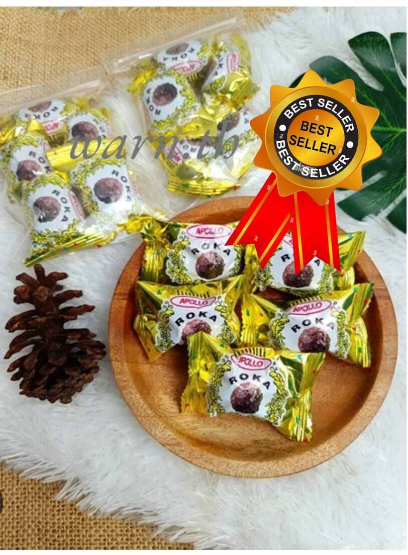😋0ขนมเวเฟอร์บอลช๊อคโกแลต ROKA 1 ห่อ 70 เม็ด Apollo ROKA wafer Chocolate ball ราคา 89 บาท*ส่งฟรี