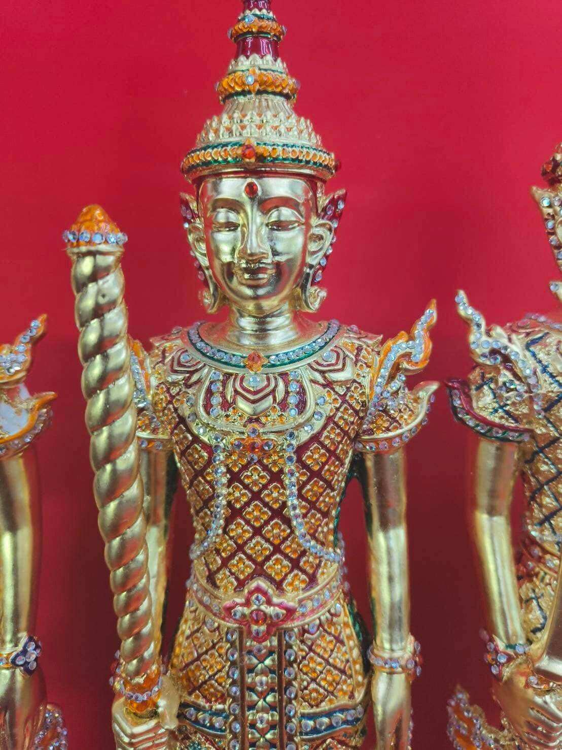 ท้าวจตุโลกบาล/เทพ4ทิศ/พระสยามเทวา/ท้าเวสสุวัณ/เทวดา/ทองเหลืองลงยา ราคา 40,000 บาท*ส่งฟรี