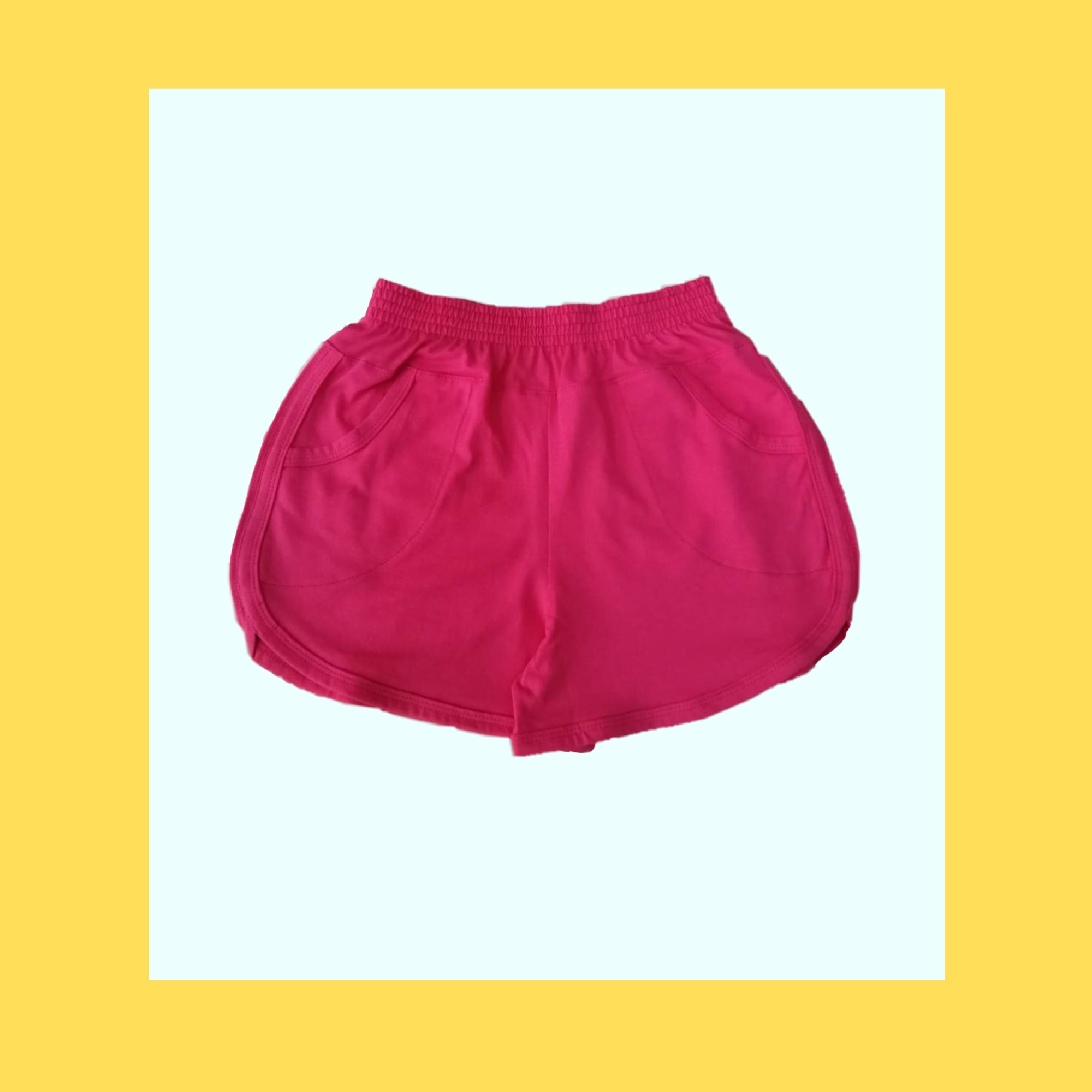 กางเกงขาสั้นผู้หญิง ผ้ายืด cotton เอวยางยืด ไซส์ S,L,2XL เอวตั้งแต่ 24”-42” สะโพก 36”-44” "กุ๊นข้างสีตัวกระเป๋า" by Yuishoponline