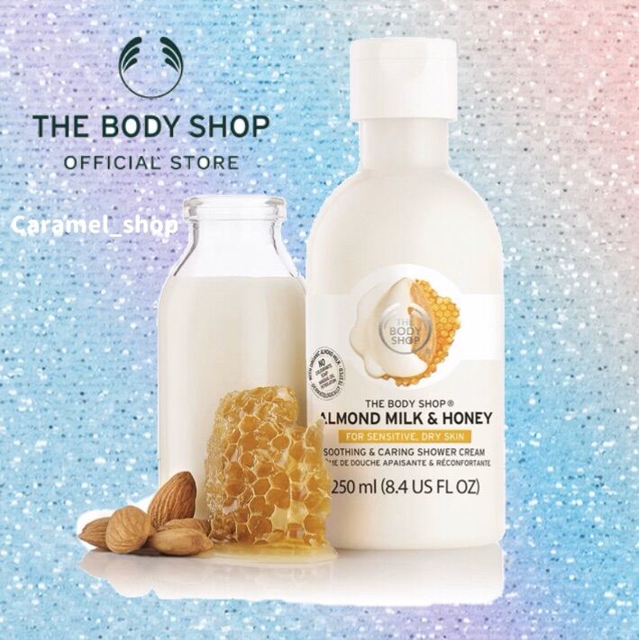 ของแท้ THE BODY SHOP ALMOND MILK & HONEY SOOTHING & CARING SHOWER CREAM
