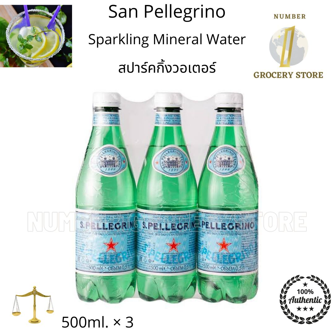 San Pellegrino Sparkling Mineral Water 500ml.× 3 น้ำเเร่สปาร์คกิ้ง