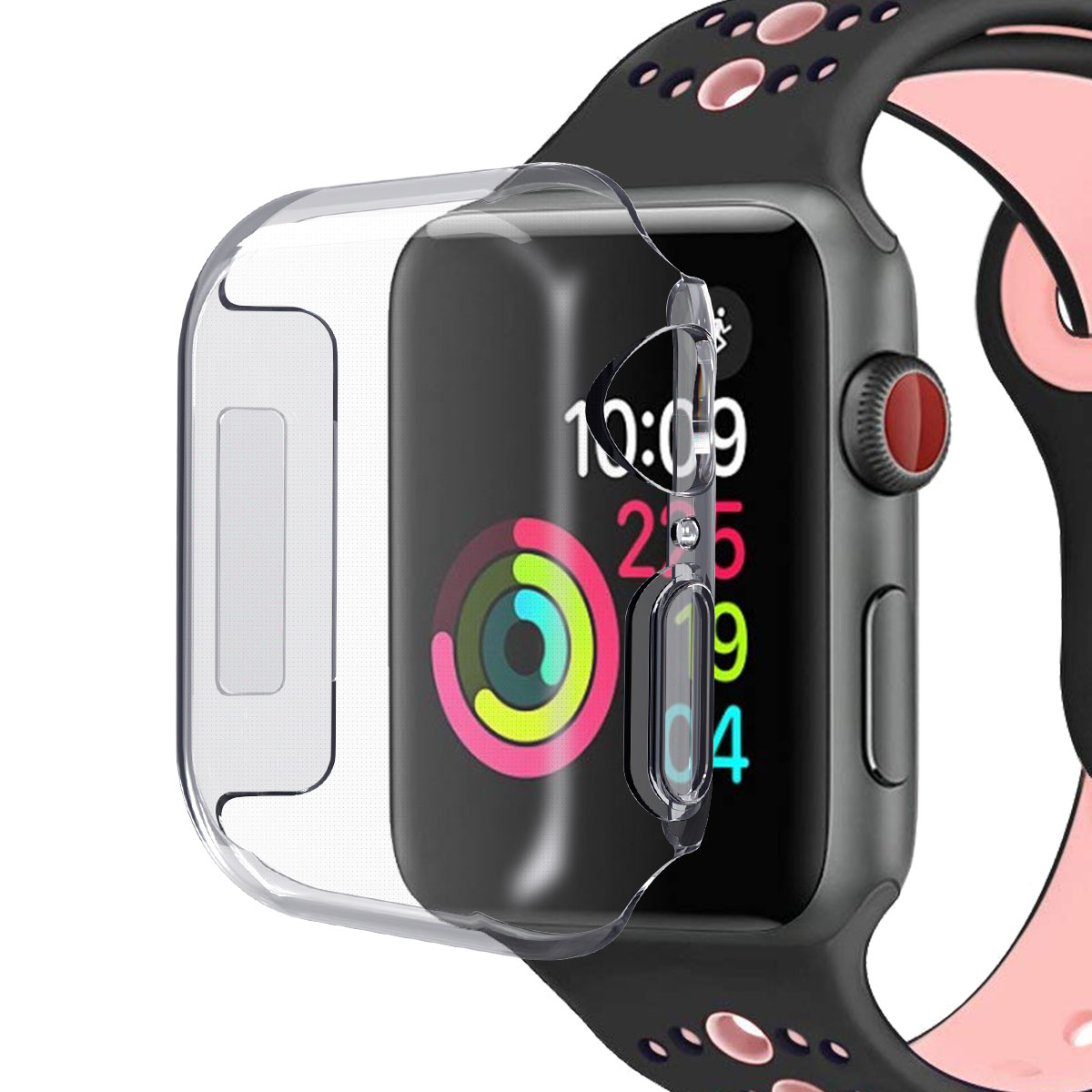 ดาวบังคับเต็มรูปแบบบรรจุภัณฑ์หน้าจอเคสยางถุงป้องกันนาฬิกาแอปเปิ้ล Apple Watch ฟรีฟิล์มหน้าจอ series6ซิลิโคน TPU โปร่งใส iwatch4รุ่น5กรอบ40mm44กันรอยขีดข่วน SE