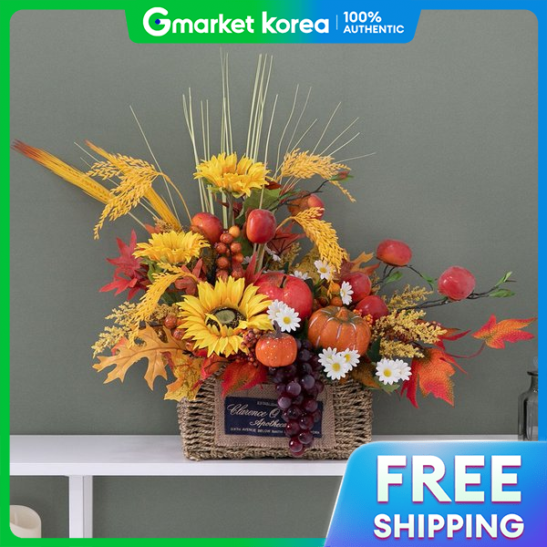 flowertree | Sunflower Artificial Flower Basket, Thanksgiving 60cm, Interior Autumn Decoration, Table Decor ราคา 4,124 บาท*ส่งฟรี