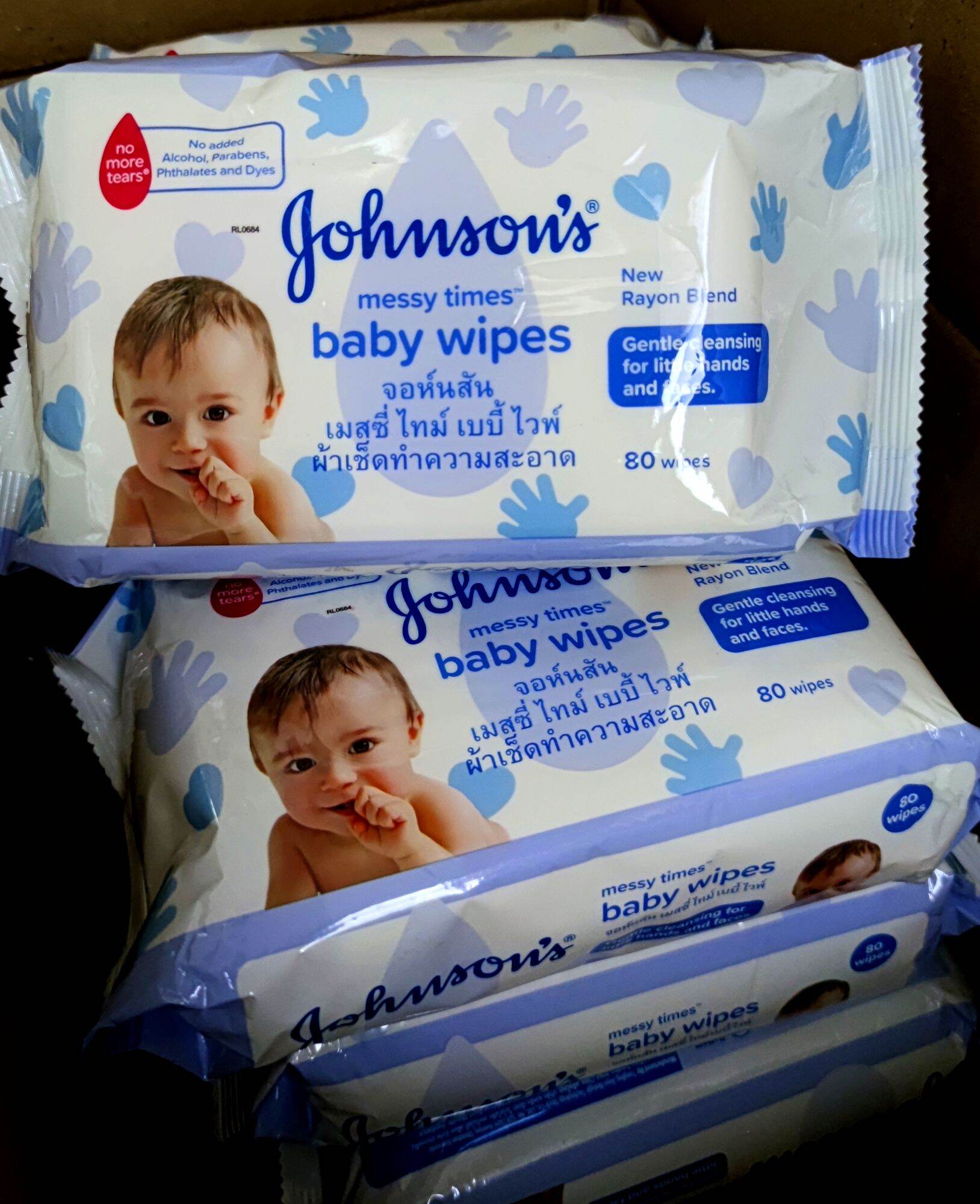 Johnson's Baby Wipes Messy Times (80 Wipes/1 Pack)/(20 Wipes/1 Pack) Johnson's Baby Wipes Messy Times Baby White ราคา 22 บาท*ส่งฟรี