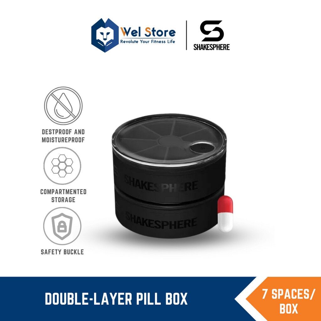 WELSTORE SHAKESPHERE DOUBLE-LAYER PILL BOX กล่องยาแม่เหล็กพกพา กันความชื้น มีช่องจัดเก็บถึง 7 ช่อง ราคา 1,199 บาท*ส่งฟรี