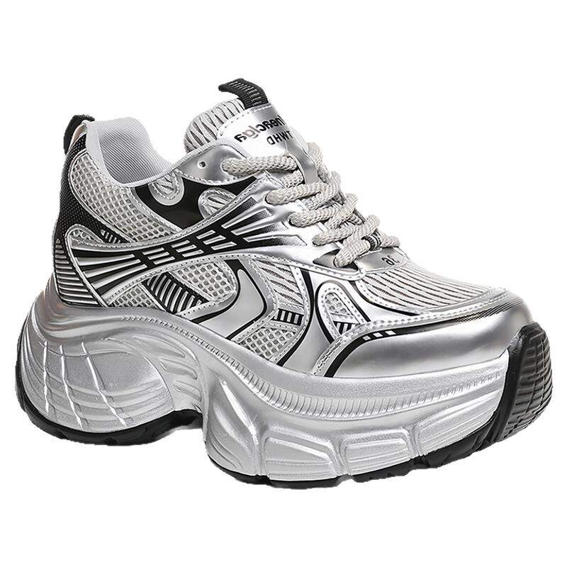 Puissance | Thick Sole Silver Heeled Women's Sneakers Warm Insulated ราคา 3,578 บาท*ส่งฟรี