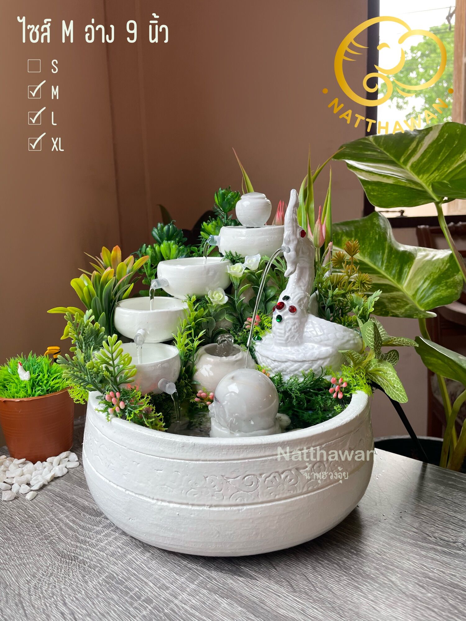 น้ำพุฮวงจุ้ยNatthawan ถ้วยน้ำไหลพญานาค 5 ขั้นสีขาว-ขาว ราคา 2,090 บาท*ส่งฟรี