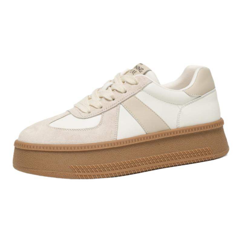 BeauToday | Thick Sole Retro Spring White Leather Training Shoes ราคา 3,806 บาท*ส่งฟรี