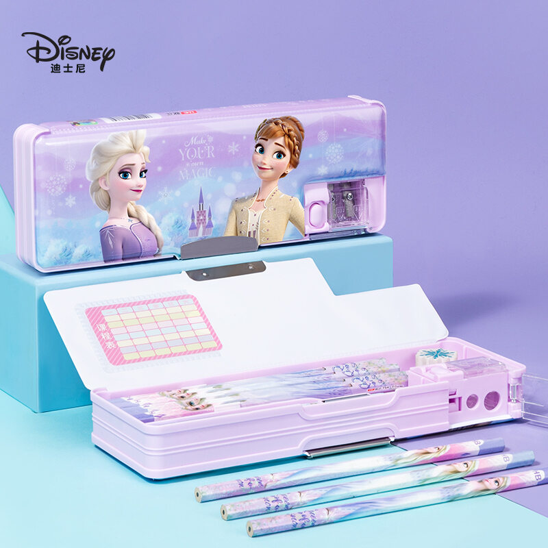 Disney | กล่องดินสอหลายฟังก์ชัน 2 ชั้น พร้อมเครื่องมือเหลาดินสอ ความจุใหญ่