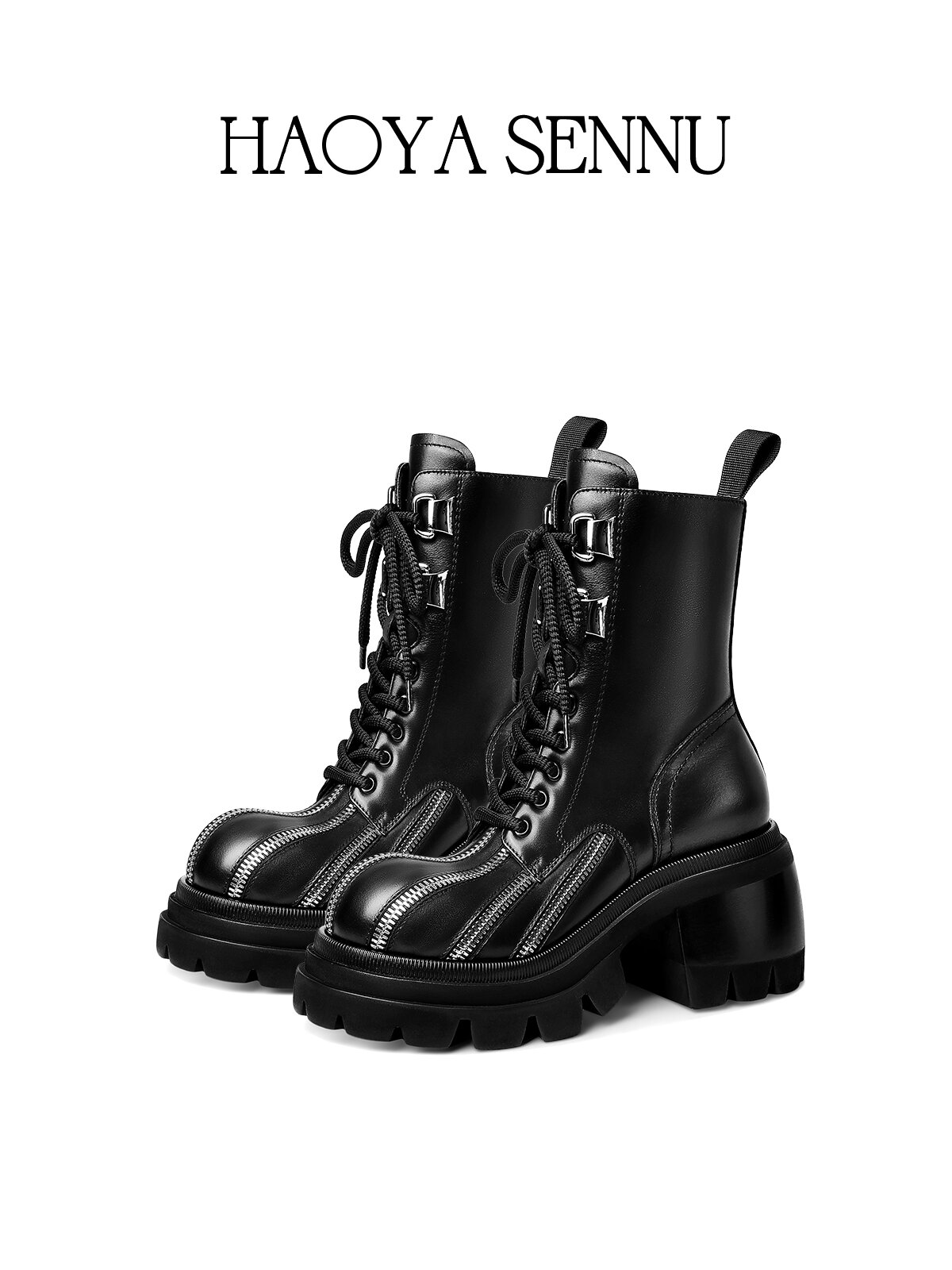 HAOYASENNU | Trendy Thick Sole Coarse Heel Ankle Boots ราคา 10,835 บาท*ส่งฟรี