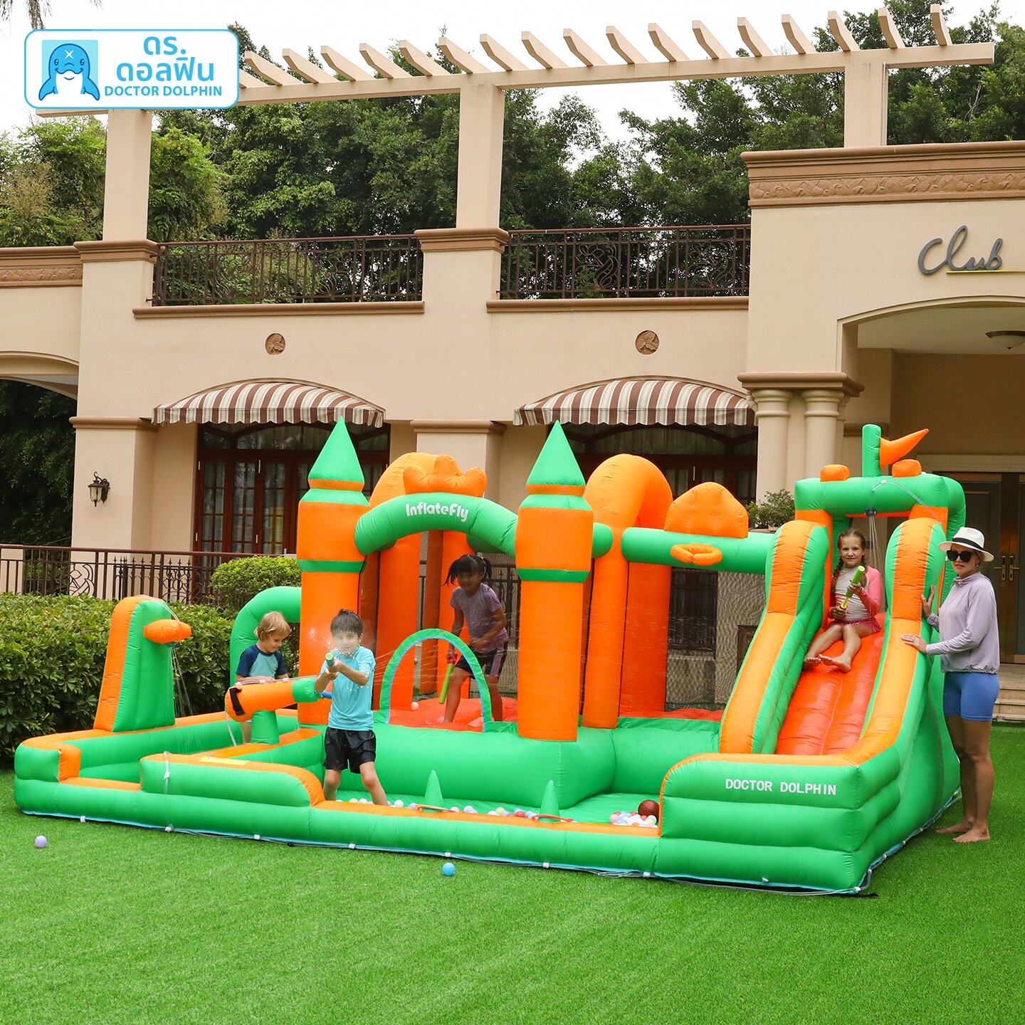 DOCTOR DOLPHIN | Inflatable Castle Bouncy Slide Indoor Outdoor Playhouse ราคา 21,169 บาท*ส่งฟรี