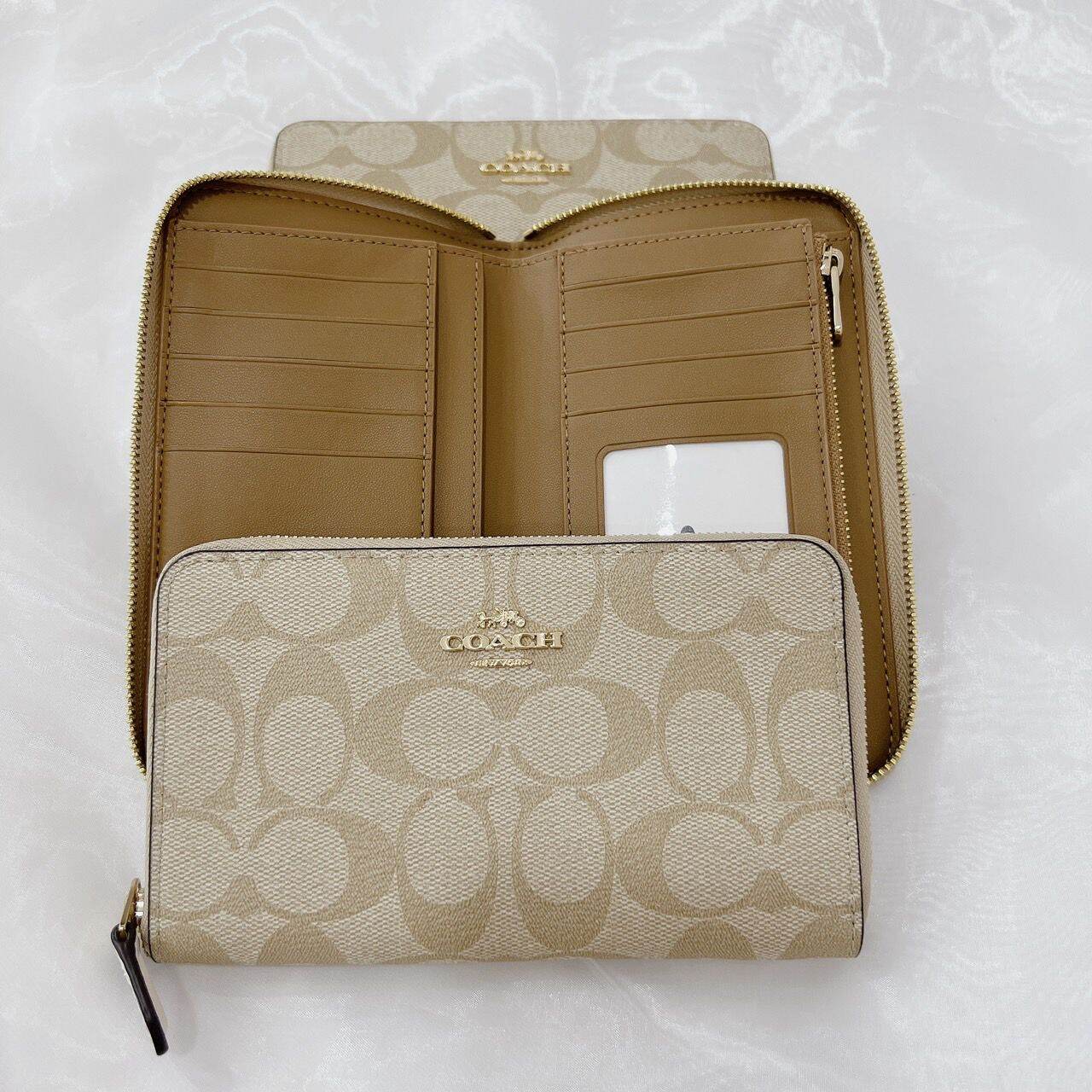 แท้💯% กระเป๋าสตางค์ใบกลาง Coach 88913 Medium Zip Around Wallet In