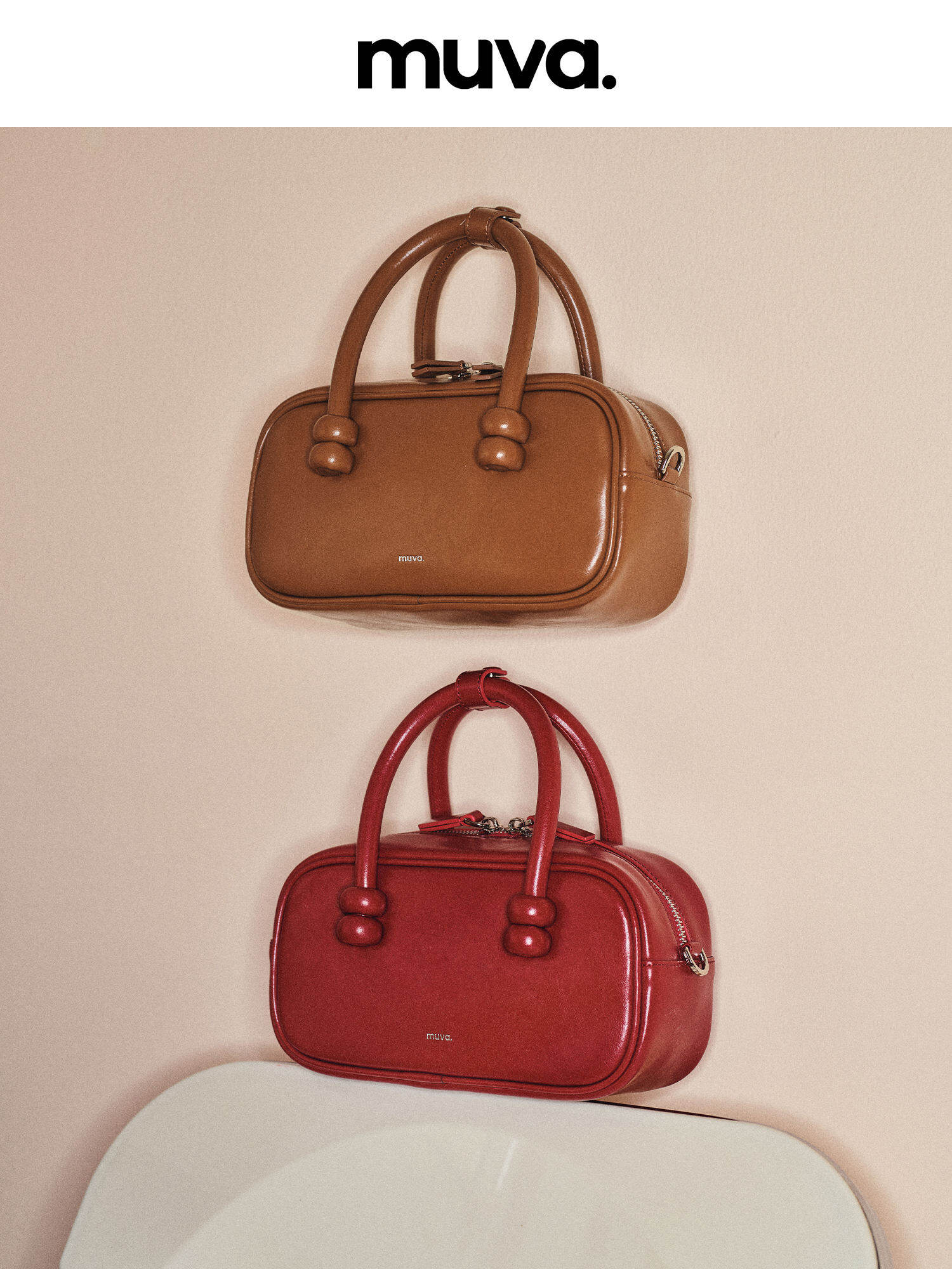 muva | BONTON BAG Red Leather Handbag