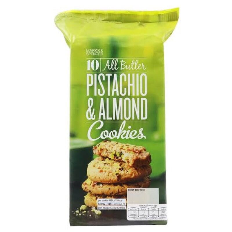 Marks&spencer pistachio and almond cookie คุกกี้อัลมอนด์ผสมถั่วพิสตาชิ