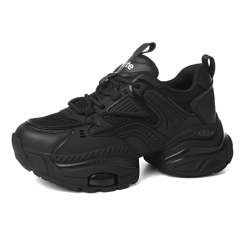 Black Lightweight Soft Bottom Breathable Thick Sole 5cm Women's Dad Shoes ราคา 8,194 บาท*ส่งฟรี