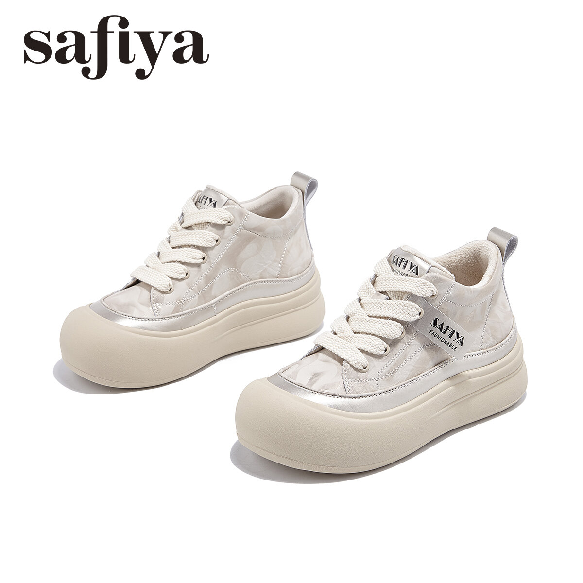 Safiya | High-top Comfortable Fashionable Casual Women's Leather Shoes ราคา 3,886 บาท*ส่งฟรี