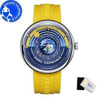 MARK FAIRWHALE 5700 Earth Dial การออกแบบที่ไม่ซ้ํากันนาฬิกาควอตซ์กันน้ําสําหรับชายกีฬาซิลิโคน Mens นาฬิกา Reloj Hombre