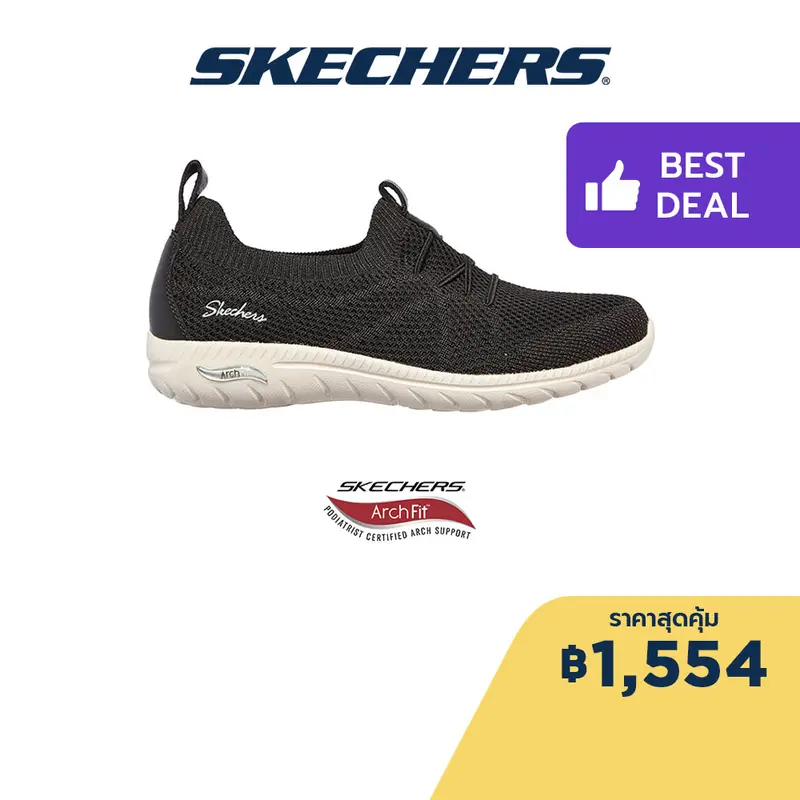 ภาพหน้าปกสินค้าSkechers สเก็ตเชอร์ส รองเท้าผู้หญิง Women Arch Fit Flex Shoes - 100285-BKW Air-Cooled, Arch Fit, Bio-Dri, Stretch Fit จากร้าน Skechers บน Lazada