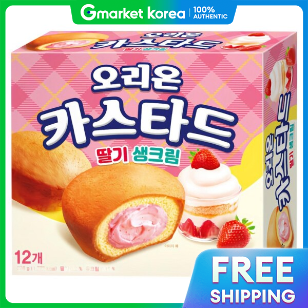 รูปสินค้า Orion | Orion Custard Strawberry Fresh Cream 12-Count 276g 4 Packs