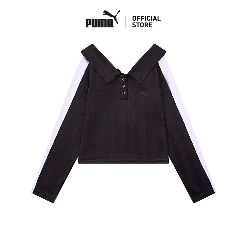PUMA Prime/Select เสื้อโปโลแขนยาวคอกว้าง T7 สำหรับผู้หญิง สีดำ - 63380801 ราคา 1,980 บาท*ส่งฟรี
