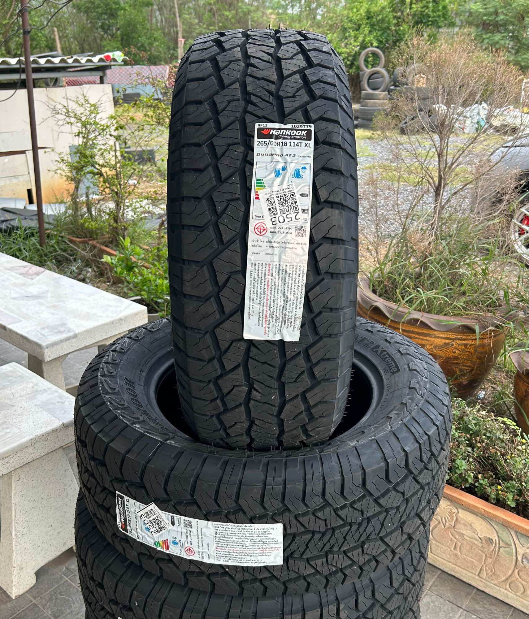 265/60R18 114t Hankook Dynapro At2Xt (New Model) New Tires Year 25 🔺 Promotional Price for 2 Lines ✅ Free Genuine Rubber Air Valve Caps 😍 There Is a 4-Year Warranty. ✅ ❤️ ราคา 8,600 บาท*ส่งฟรี