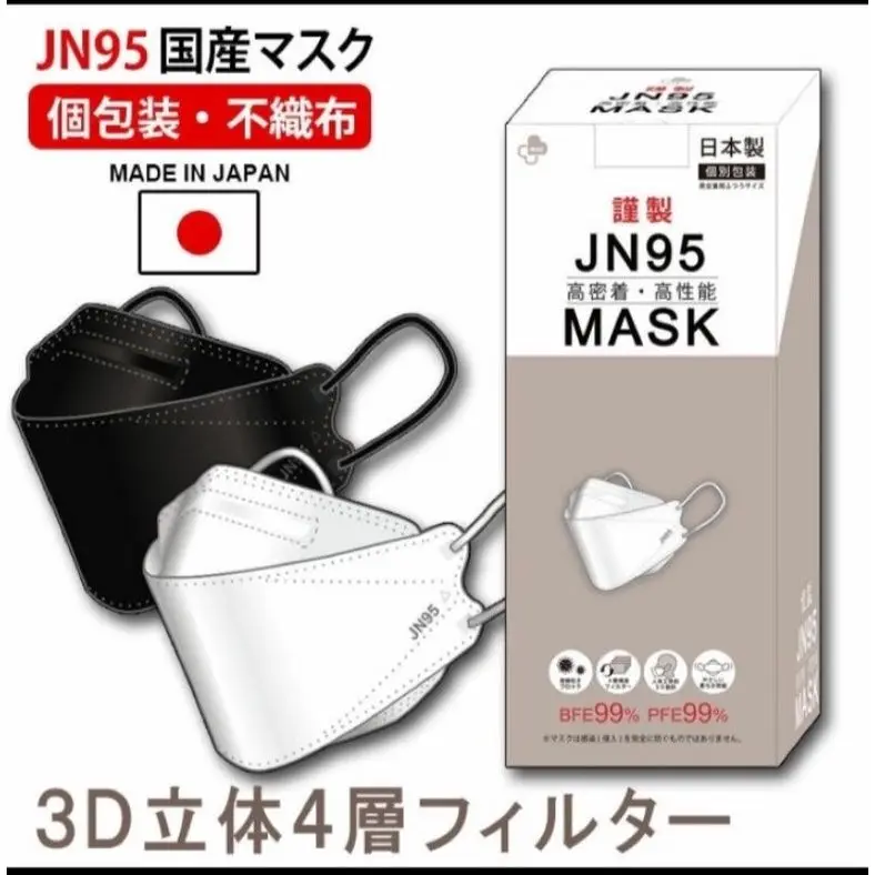 ⚡ของแท้ มีปั้มทุกแผ่น⚡แมส Mask JN95 Made in JAPAN กล่อง 20ชิ้น กรอง4ชั้น นุ่มใส่สบาย หน้ากากอนามัยญี่ปุ่น JN95 KF94 แมสญี่ปุ่น JAPAN QUALITY