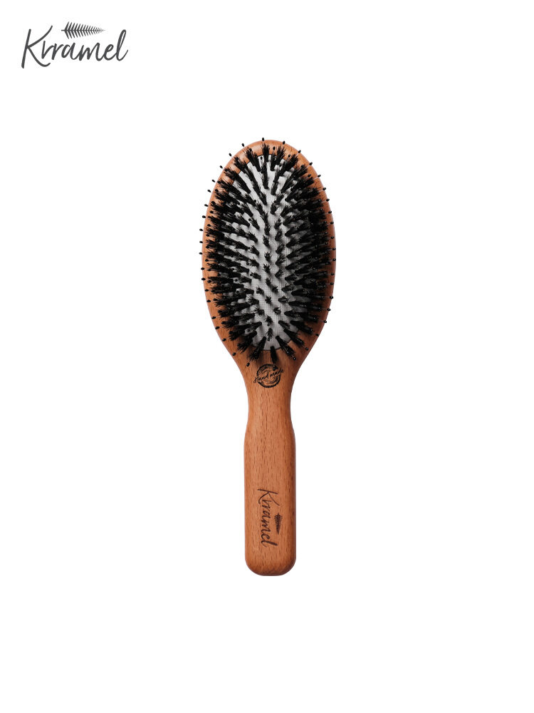 KRRAMEL | Pig Bristle Hair Brush with Cushion Top for Volume and Scalp Massage Anti-static ราคา 1,718 บาท*ส่งฟรี