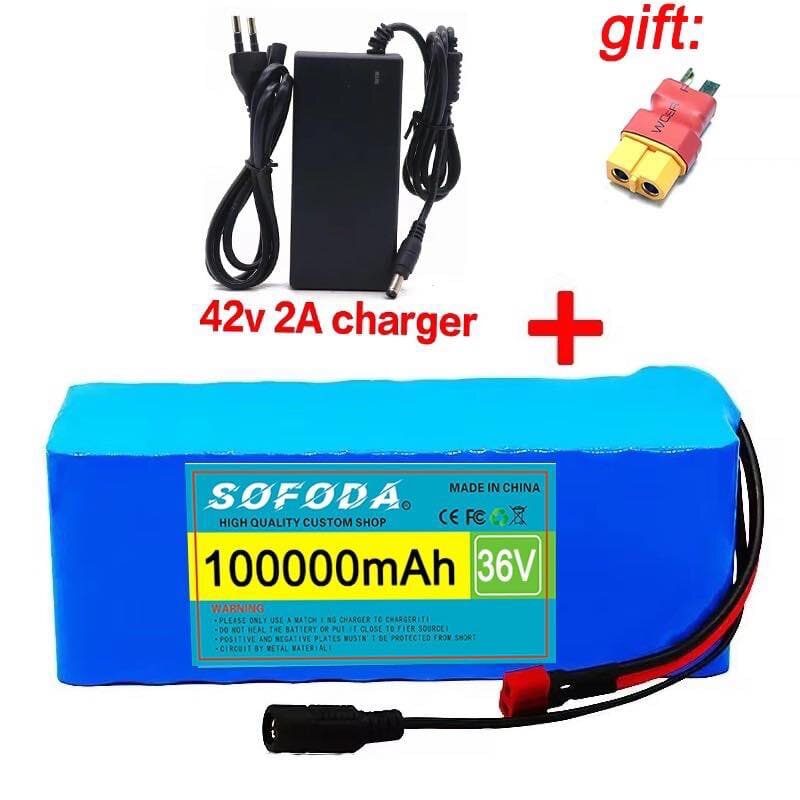 ((Free Charger Cable - Free Connector)) Lithium Battery 36V 30Ah/48Ah/100Ah Battery 1000W E-Bike 42V2A Bms + Charger Genuine Lithium Ion Battery Battery Lithium Ion Can Be Used with Electric Bicycles, Electric Tricycles, Electric Motorcycles, Electric Sco