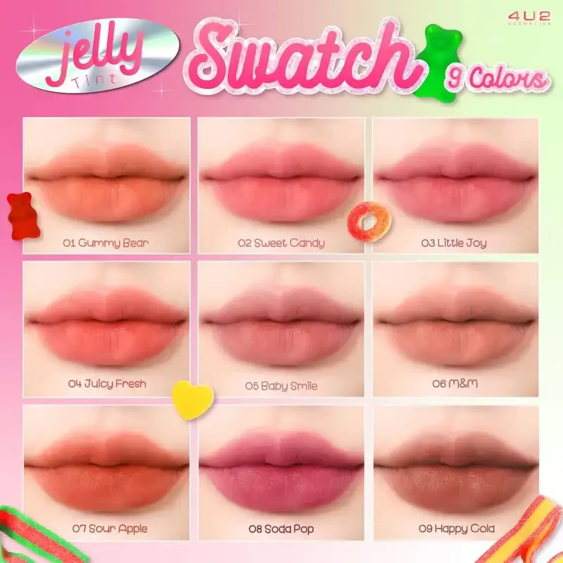 ภาพสินค้า4U2 Jelly tint ลิปทินท์เนื้อเยลลี่ปากนุ่มหนุบ เนื้อเนียนนุ่ม ให้ความละมุนนุ่ม เบาสบายปาก สีสวยชัด ปากไม่ซีด ทนที่ปากทั้งวัน จากร้าน VitaminCBoots บน Lazada ภาพที่ 3